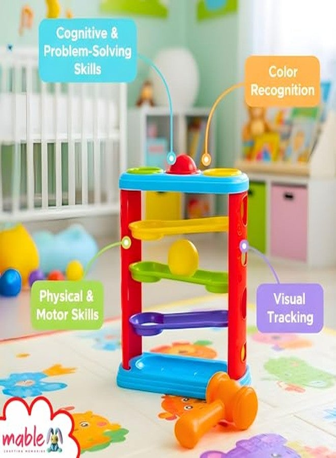 MABLE Hammer Ball Toy for Kids - Colorful Pounding Ball Drop Game with Hammer | Montessori Early Learning Activity Toy for 1-3 Year Old Boys & Girls | Motor Skills & Hand-Eye Coordination Development - Image 3